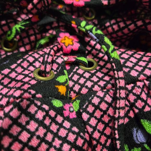 Vintage Halter Maxi Dress Pink Acrylic Floral Print Garden Coverup Hippie Small - Picture 12 of 15